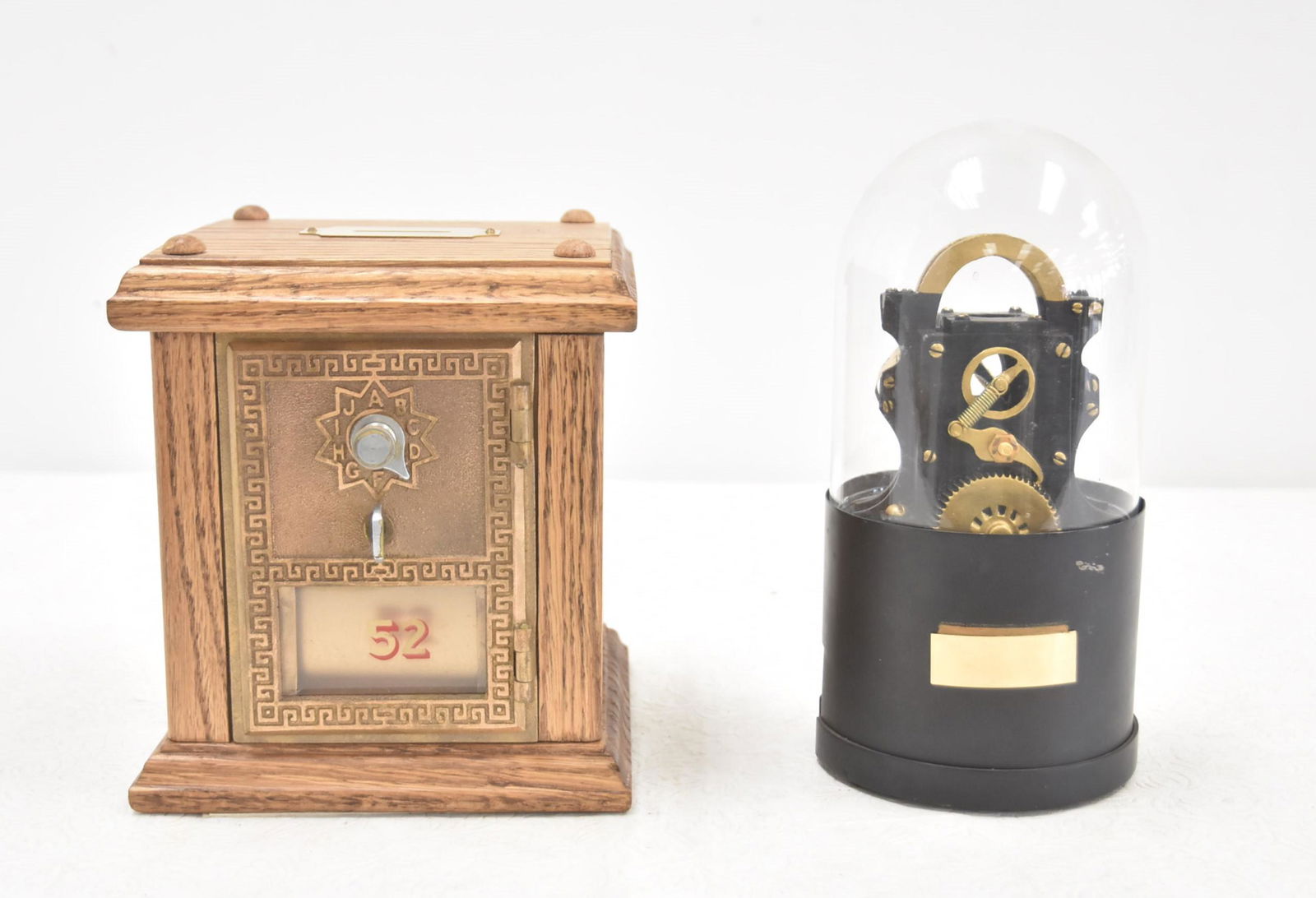 OAK POST OFFICE LOCK BOX / STOCK TICKER TAPE (1 of 13)