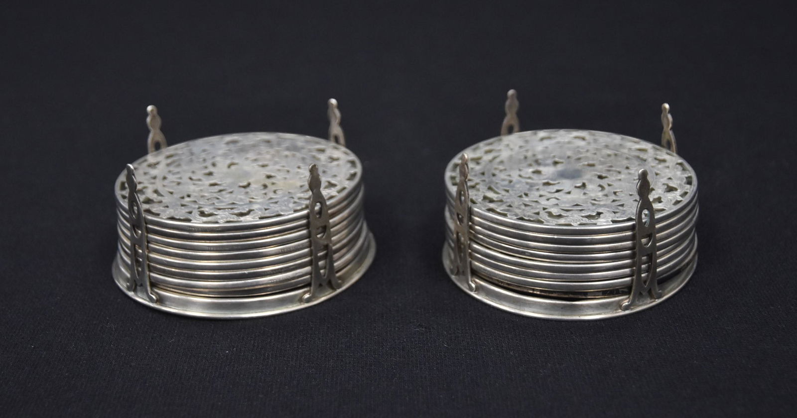 (16) STERLING SILVER OVERLAY GLASS COASTERS (1 of 10)