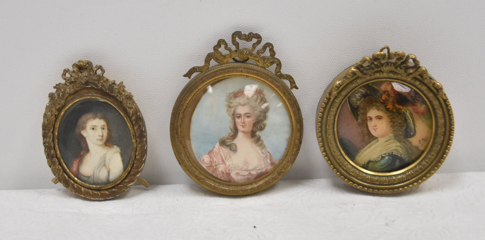 (3) HAND PAINTED MINIATURE PORTRAITS (1 of 8)