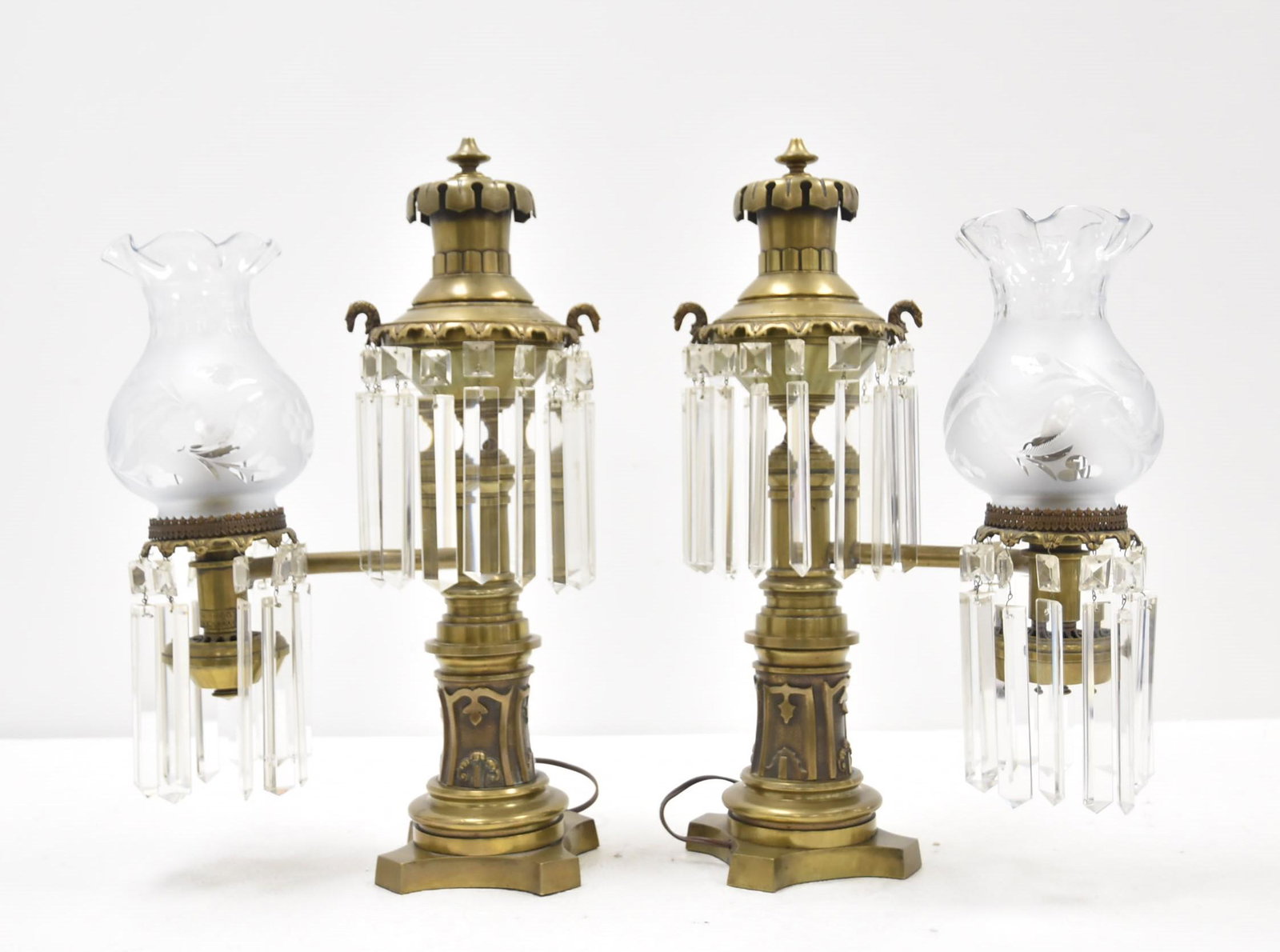 (Pr) J & I COX , NY BRONZE ARGAND LAMPS (1 of 15)