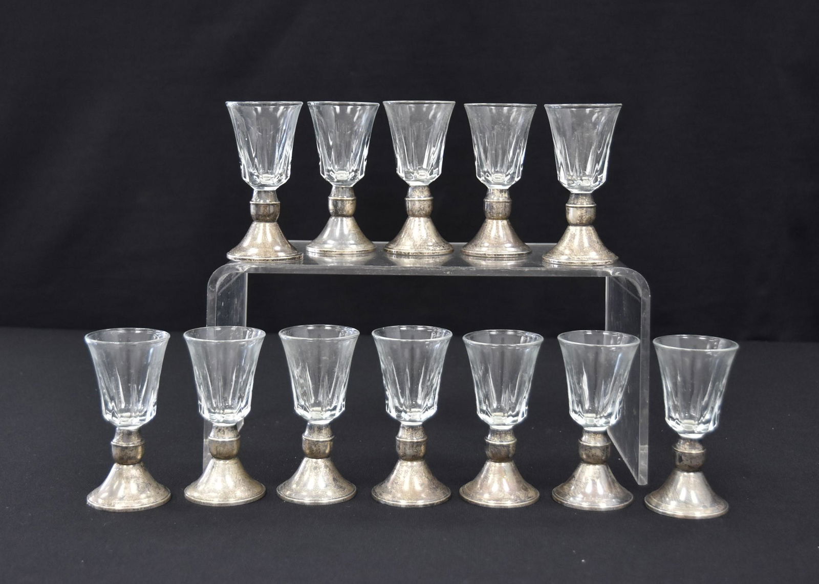 (12) STERLING SILVER & GLASS CORDIAL GLASSES (1 of 7)
