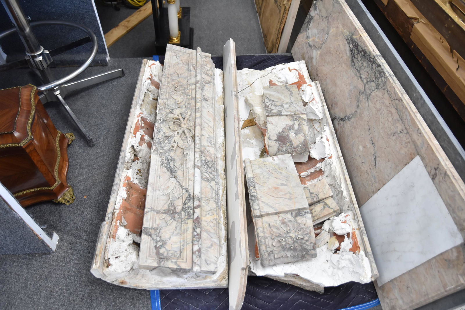 CARVED MARBLE FIREPLACE MANTLE (1 of 7)