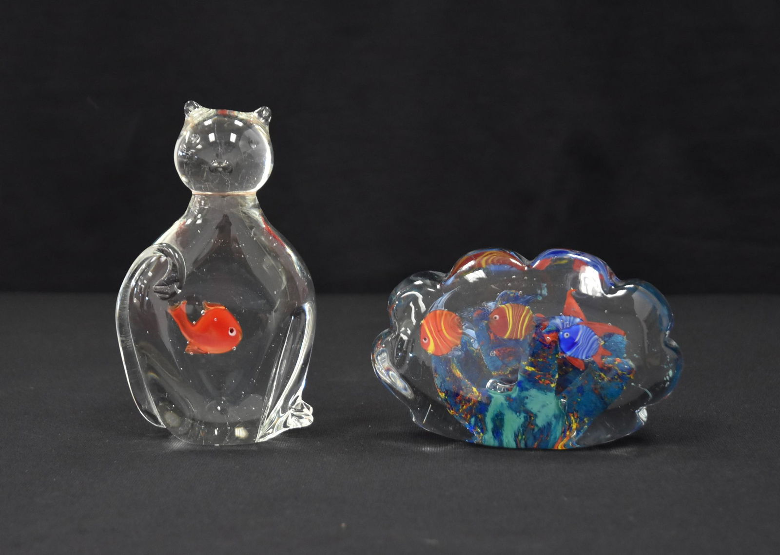 MURANO STYLE ART GLASS CAT & FISH PAPERWEIGHT (1 of 10)
