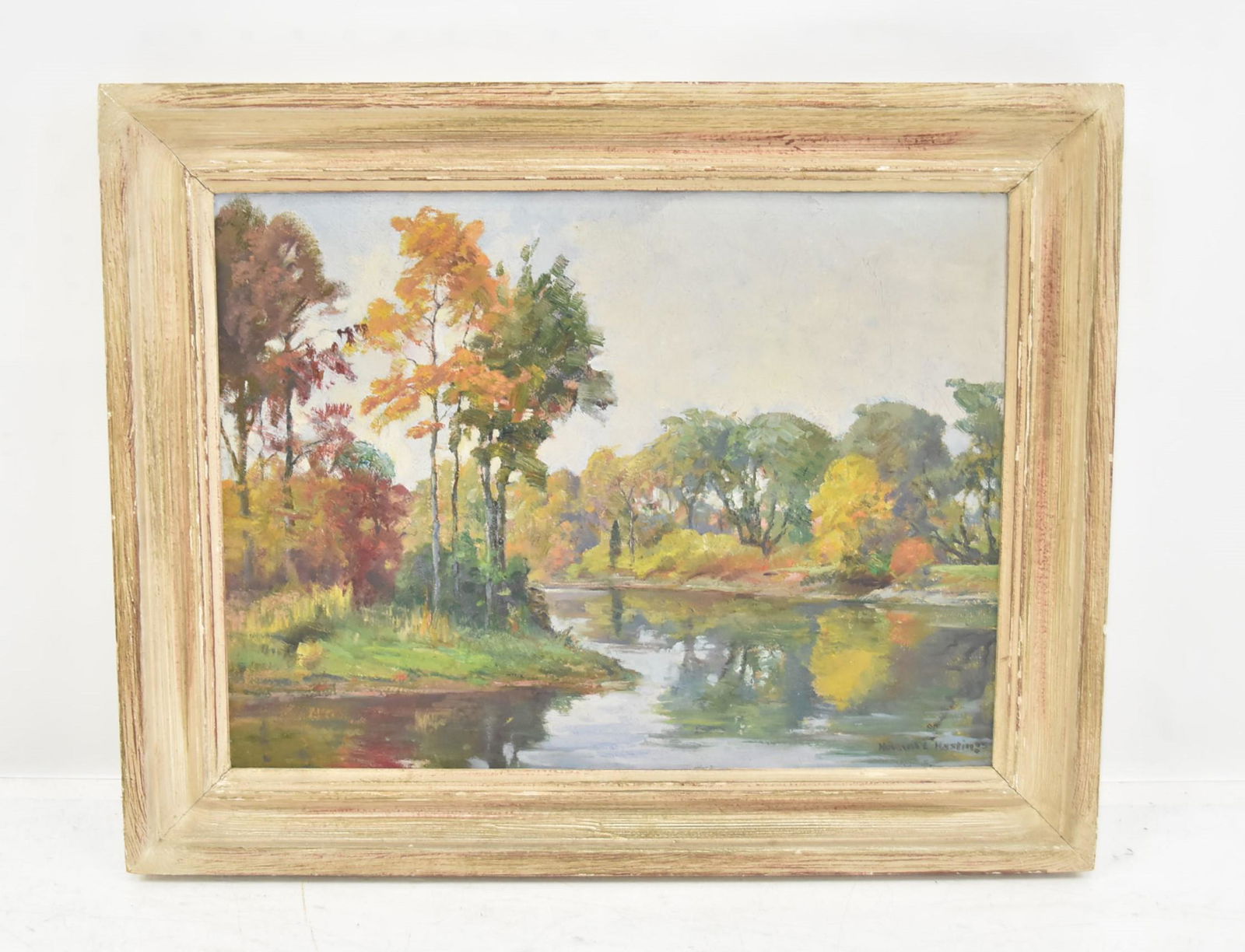 HOWARD HASTINGS , OIL ON BOARD AUTUMN LANDSCAPE (1 of 8)