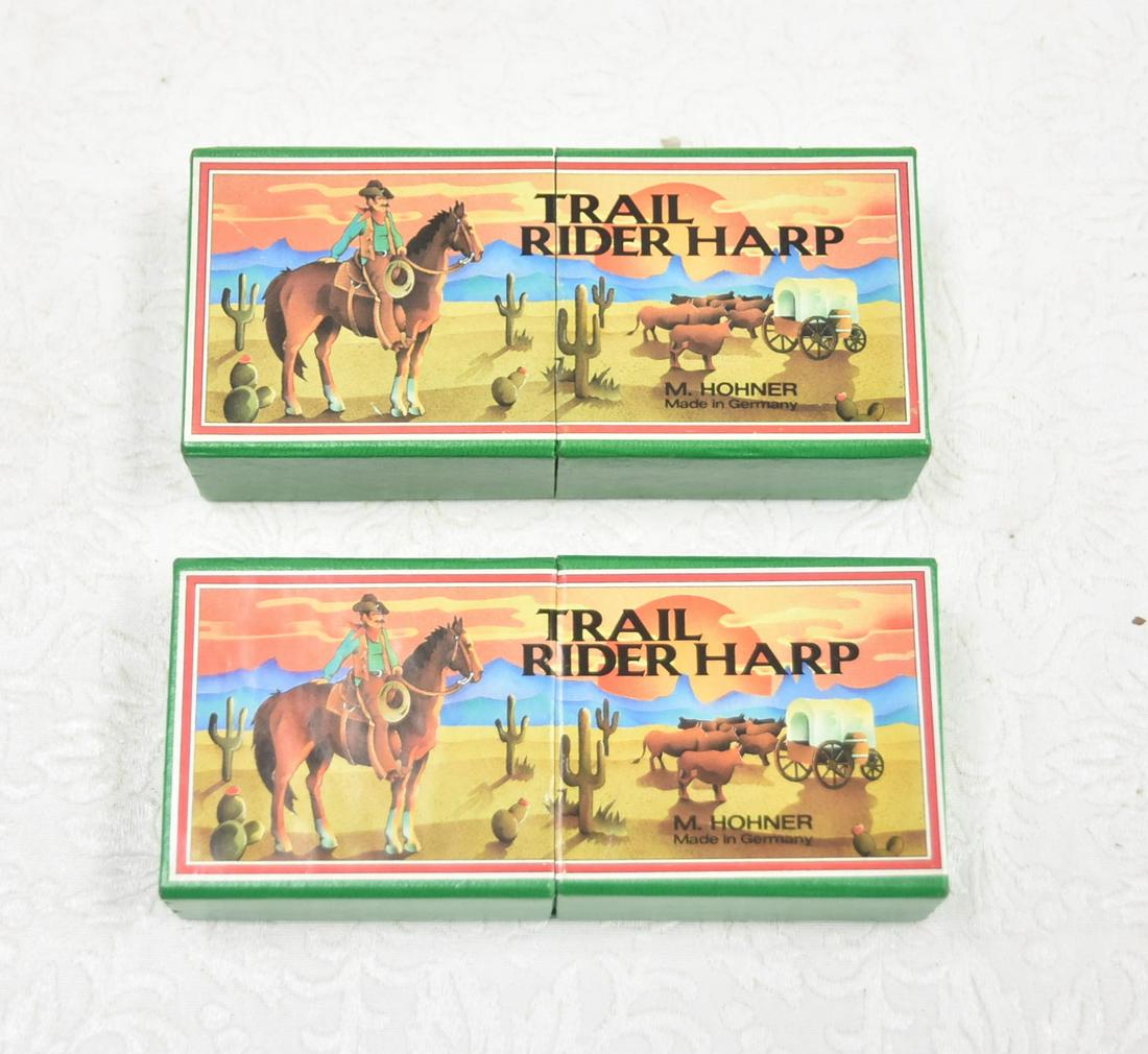 (2) HOHNER TRAIL RIDER HARP HARMONICA (1 of 9)