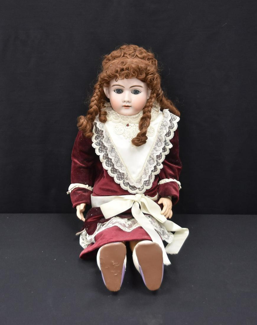 LARGE HEINRICH HANDWERCK 99 GERMAN BISQUE DOLL: HEINRICH HANDWERCK # 99 DEP GERMAN BISQUE HEAD DOLL WITH BLUE SLEEP EYES ; INCISED 99 ; DEP - HEAD IS 16" CIRCUMFERENCE ; 31" TALL