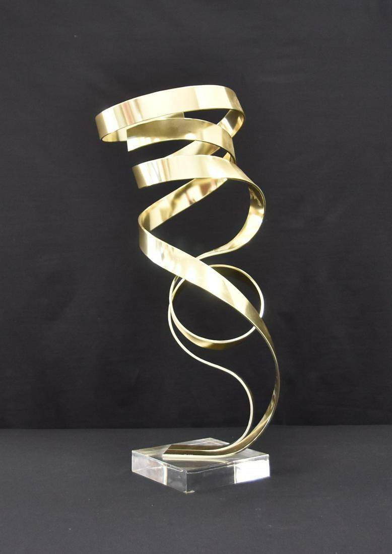 DAN MURPHY , ABSTRACT RIBBON SCULPTURE: DAN MURPHY (AMERICAN, 20thC) MODERNIST RIBBON SCULPTURE , SIGNED DAN MURPHY , 1985 - 11" x 11" x 26"