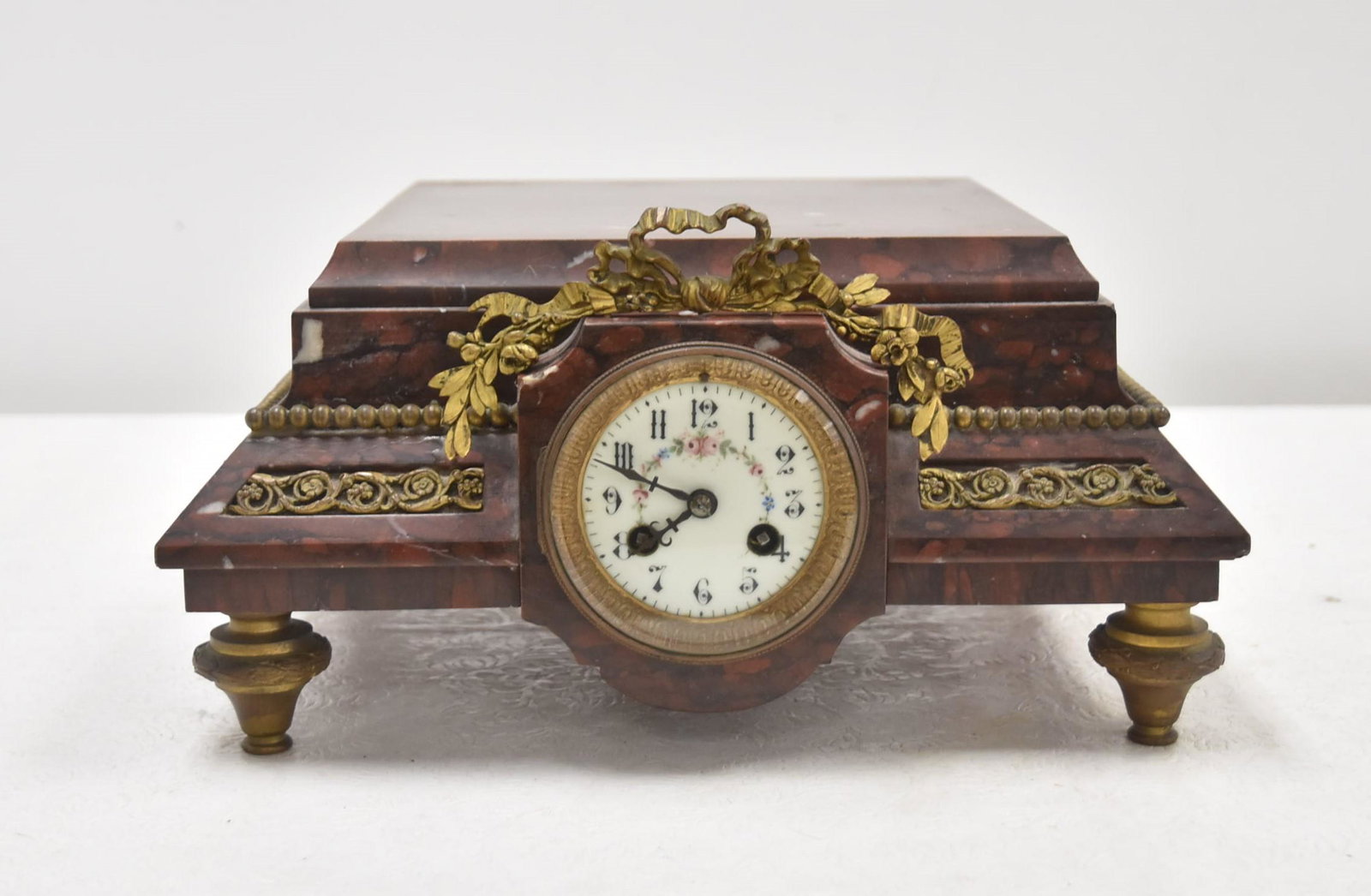 FRENCH ROUGE MARBLE CLOCK PLATEAU (1 of 6)