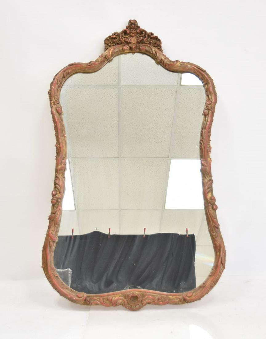 FRENCH STYLE PAINT DECORATED GOLD LEAF MIRROR (1 of 8)