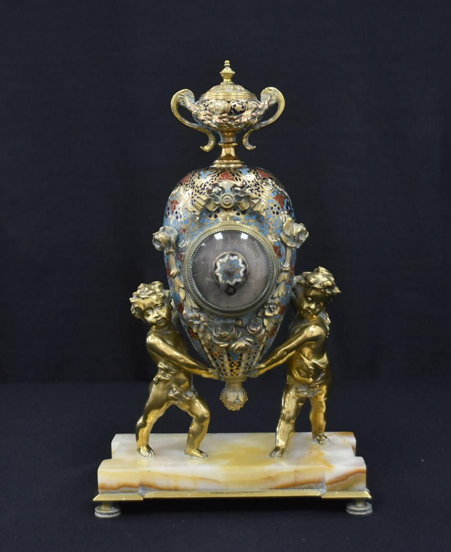FRENCH BRONZE & CHAMPLEVE CLOCK (1 of 8)