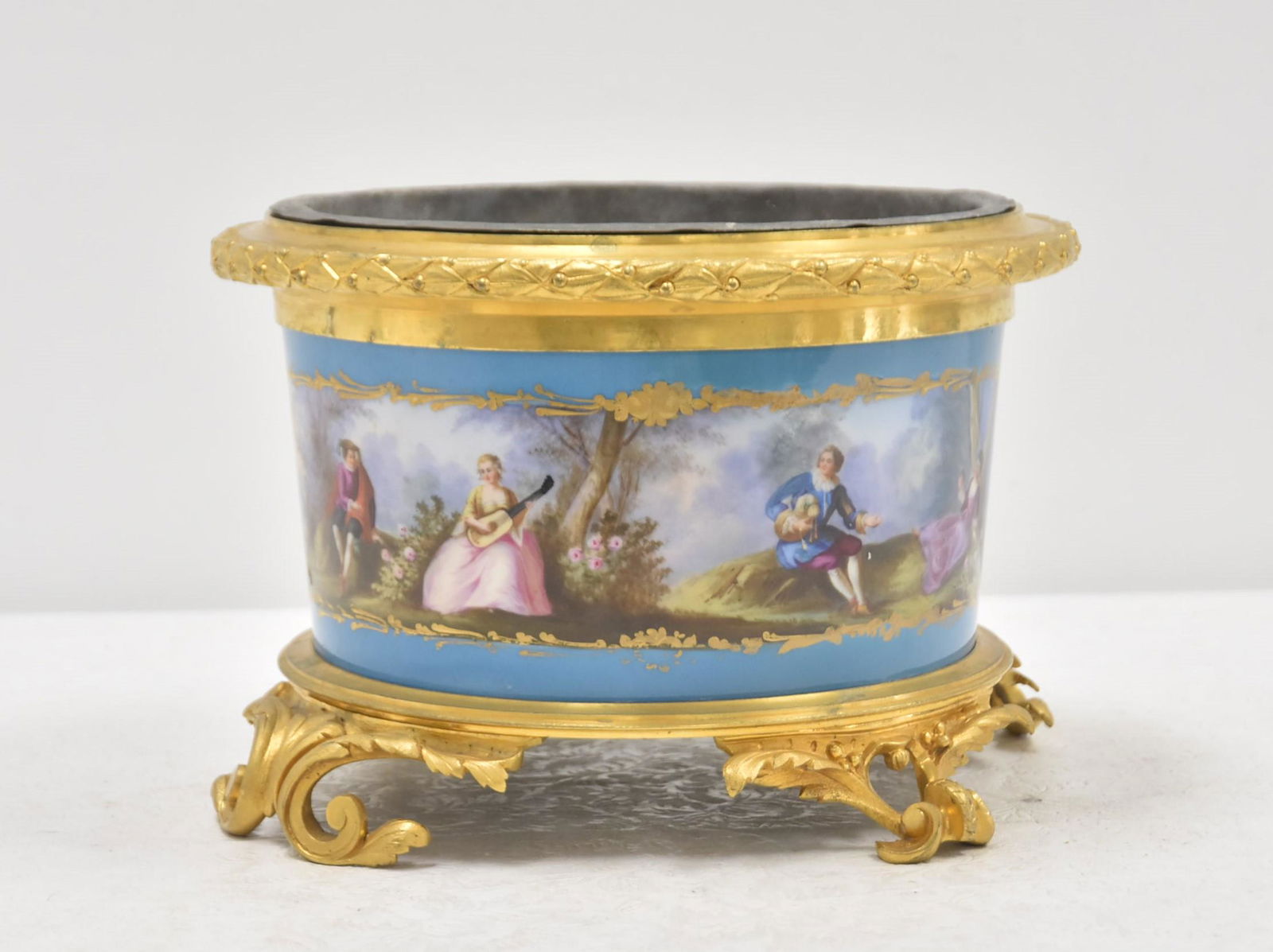 HAND PAINTED SEVRES & BRONZE MOUNTED PLANTER (1 of 13)