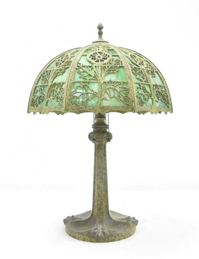 B & H SLAG GLASS TABLE LAMP (1 of 18)