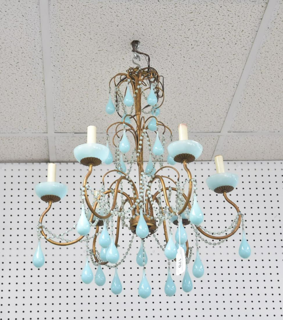 MURANO TURQOUISE OPALINE CHANDELIER (1 of 19)