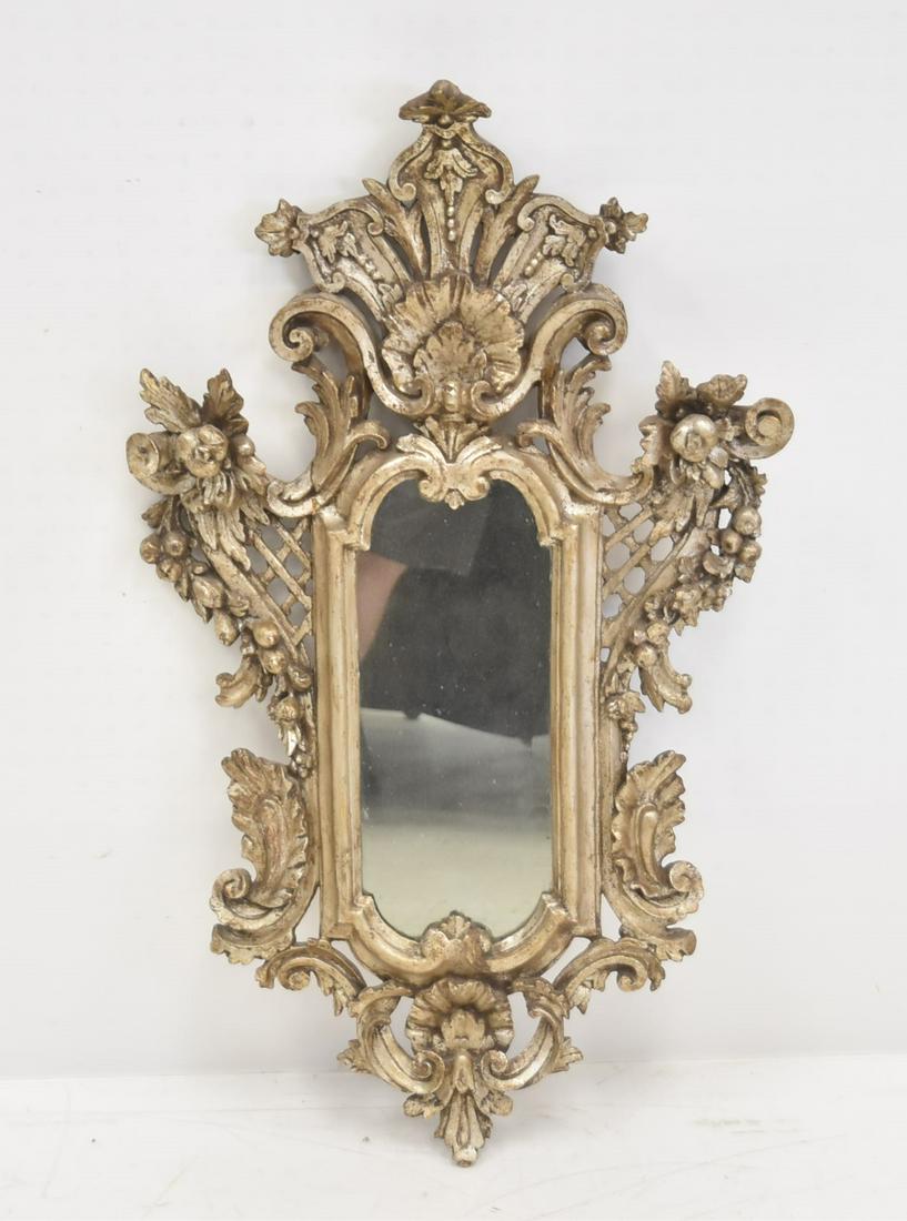 19thC ANTIQUE SILVERED WOOD MIRROR (1 of 11)