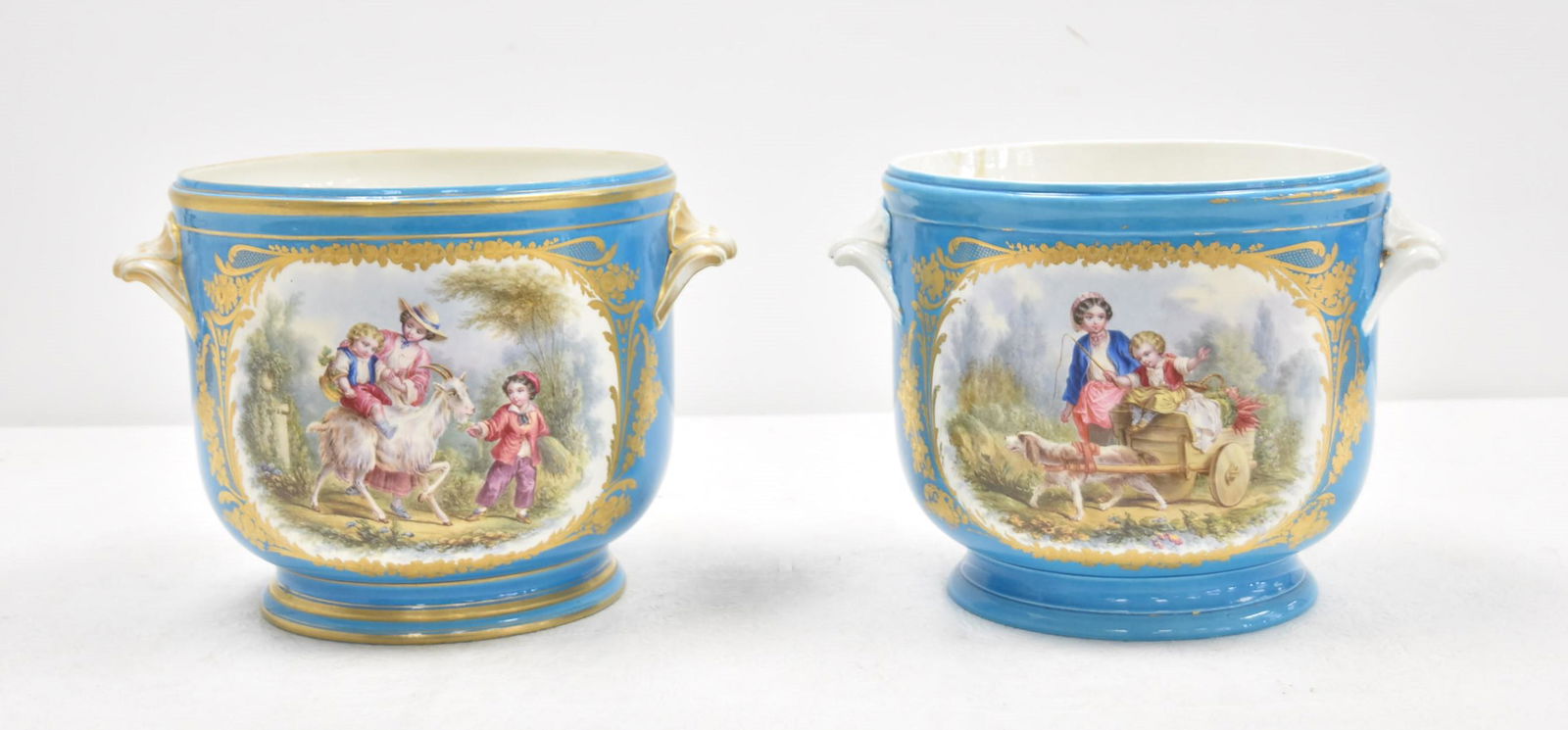 (Pr) LARGE 19thC HAND PAINTED SEVRES JARDINIERE (1 of 19)