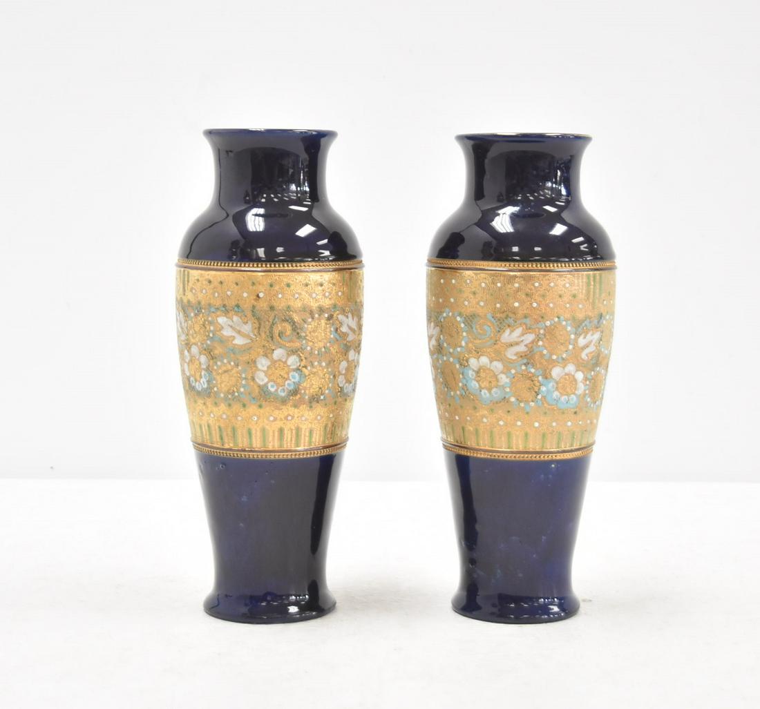 (Pr) ROYAL DOULTON COBALT TAPESTRY VASES MARKED (1 of 9)