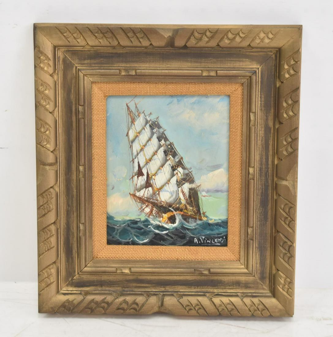 AGOSTINO VINCENZI , OIL ON CANVAS CLIPPER SHIP (1 of 9)
