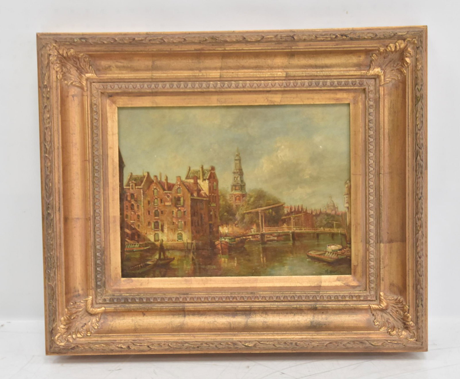 N. BERTIN , OIL ON PANEL VENICE CANAL SCENE (1 of 10)