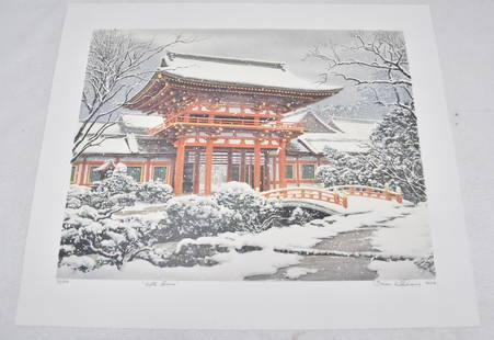 BRIAN WILLIAMS , LIMITED EDITION LITHOGRAPH: BRIAN WILLIAMS (b. 1950) "KYOTO SHRINE" HAND SIGNED LITHOGRAPH , NUMBERED 99/100 - 28 1/2" x 23 1/2" OVERALL