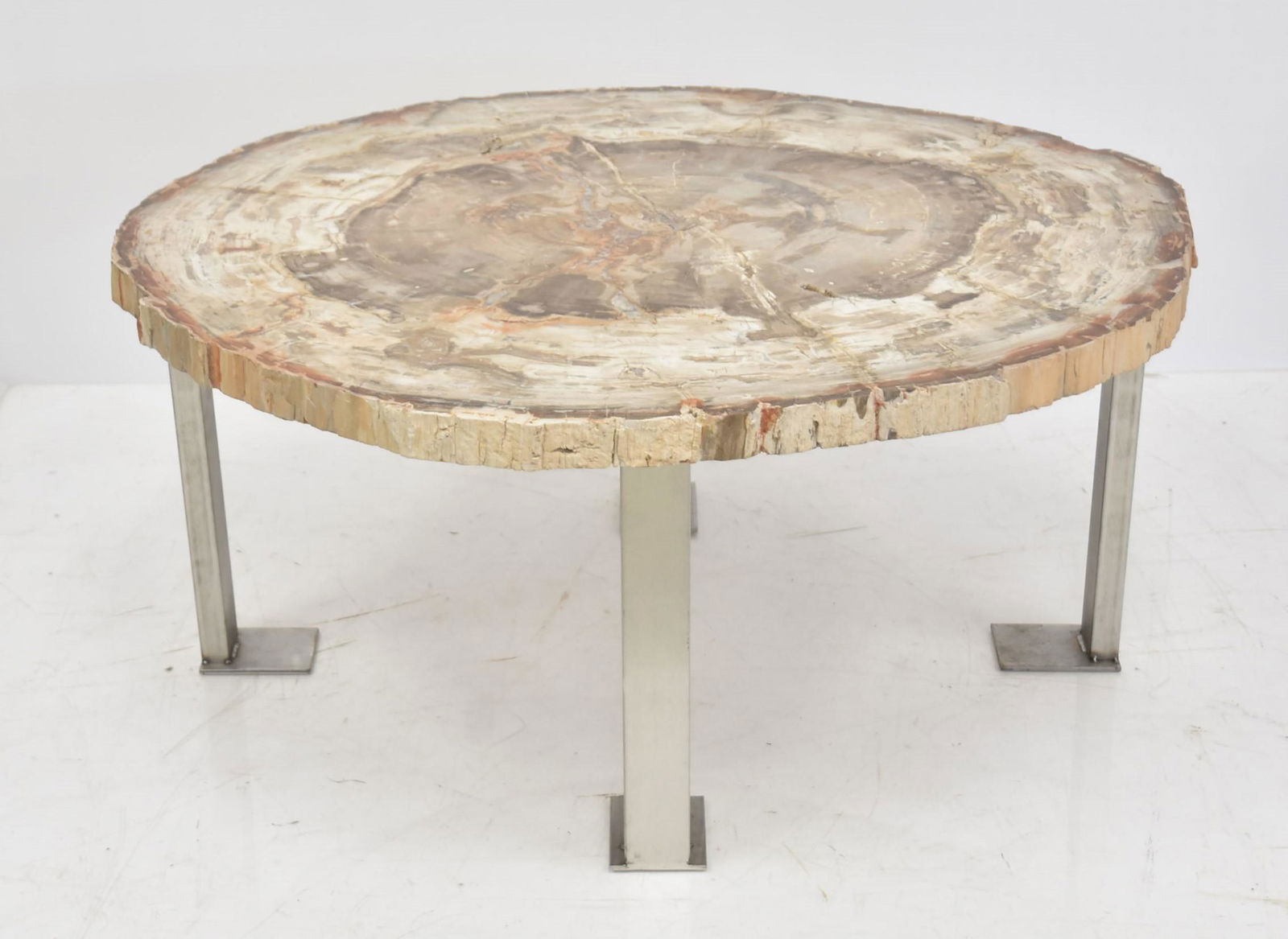 LARGE MODERNIST PETRIFIED WOOD SLAB TABLE (1 of 19)