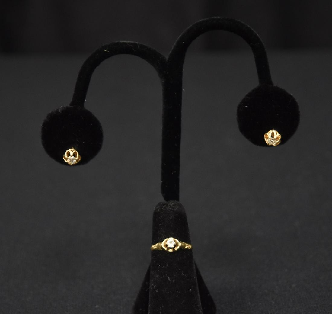 (Pr) 14kt GOLD DIAMOND STUDS & DIAMOND RING (1 of 11)