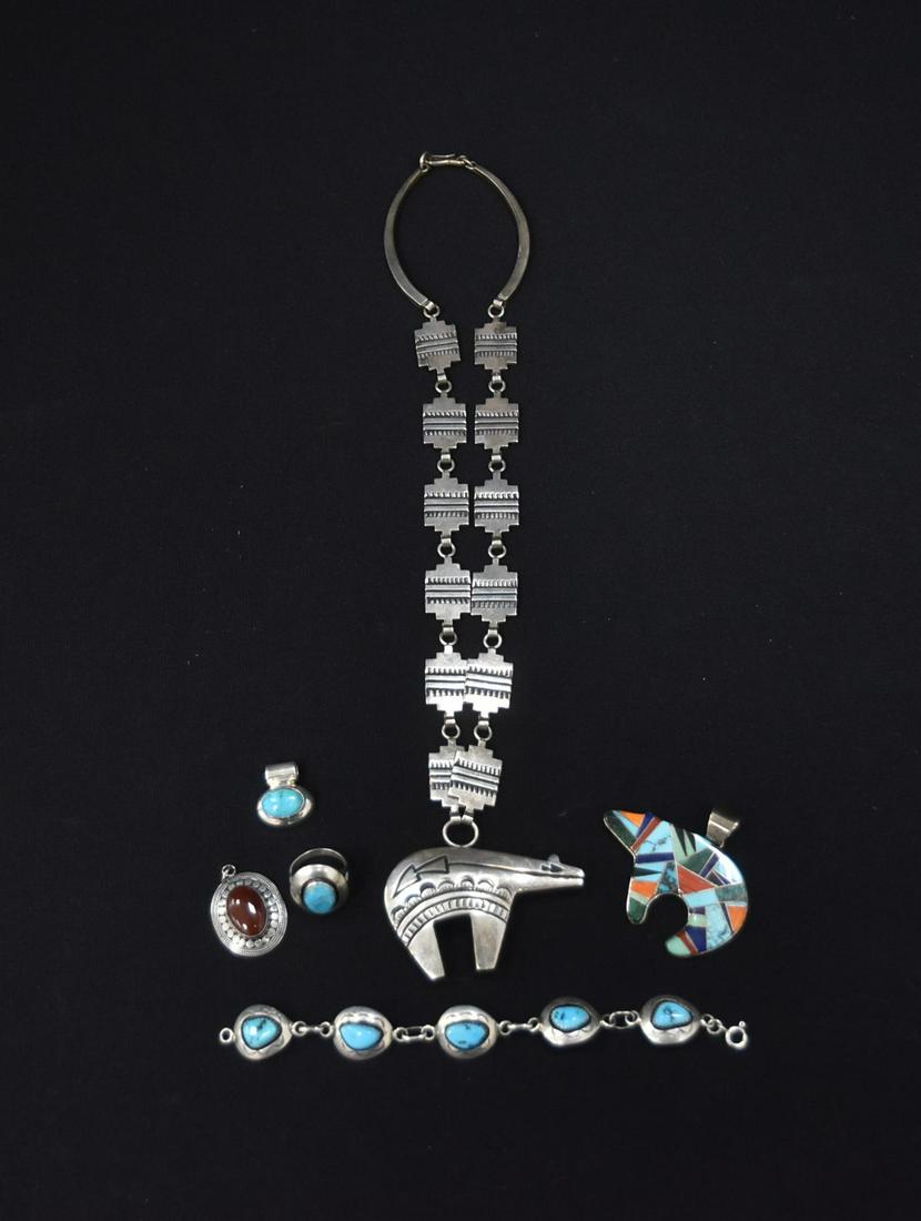 NATIVE AMERICAN STERLING SILVER JEWELRY LOT (1 of 11)
