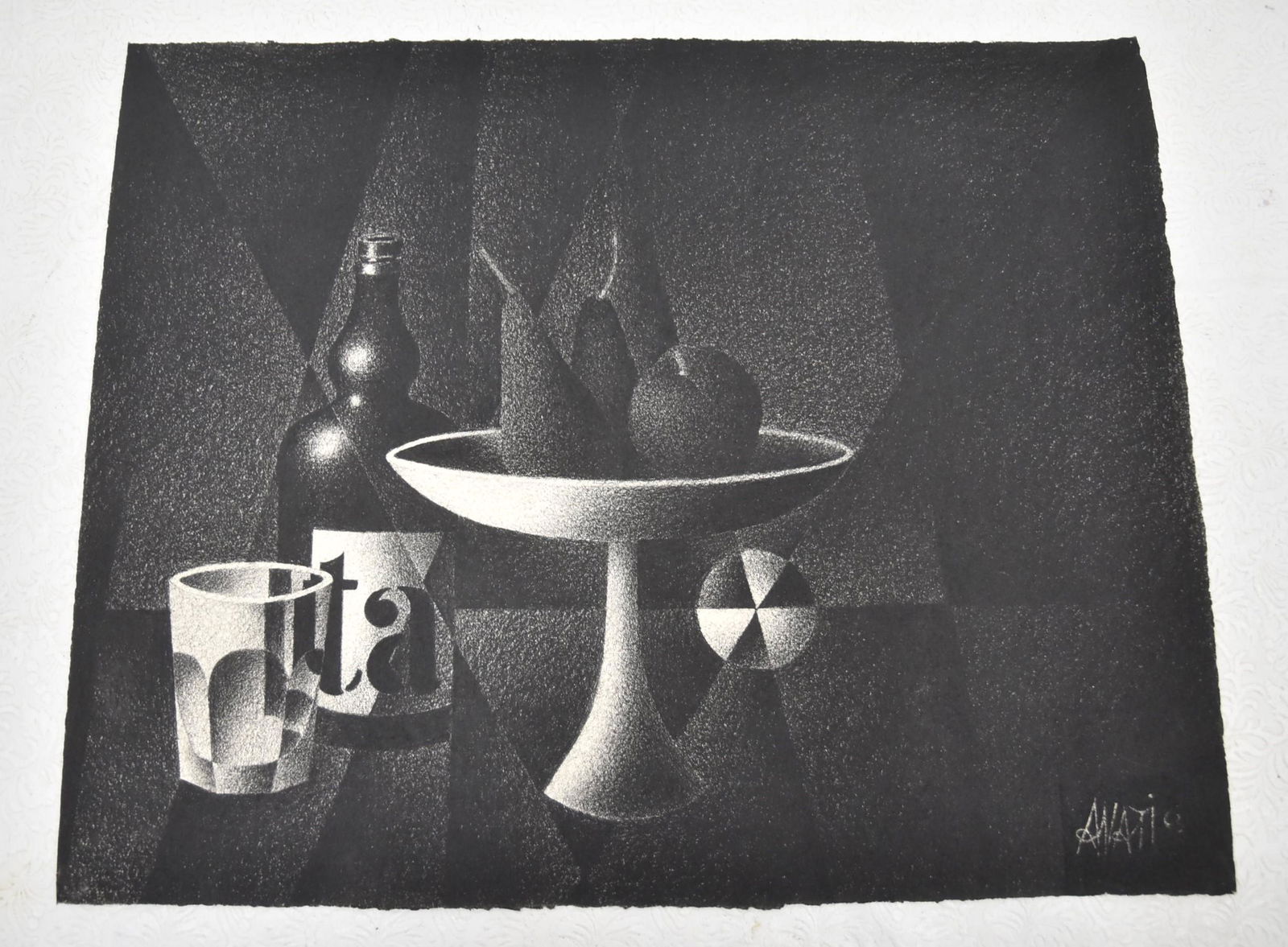 MARIO AVATI CHARCOAL STILL LIFE MEZZOTINT (1 of 11)