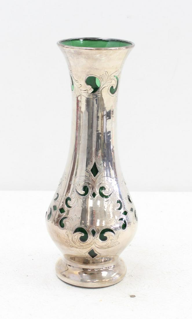 ALVIN STERLING SILVER OVERLAY GLASS VASE (1 of 13)