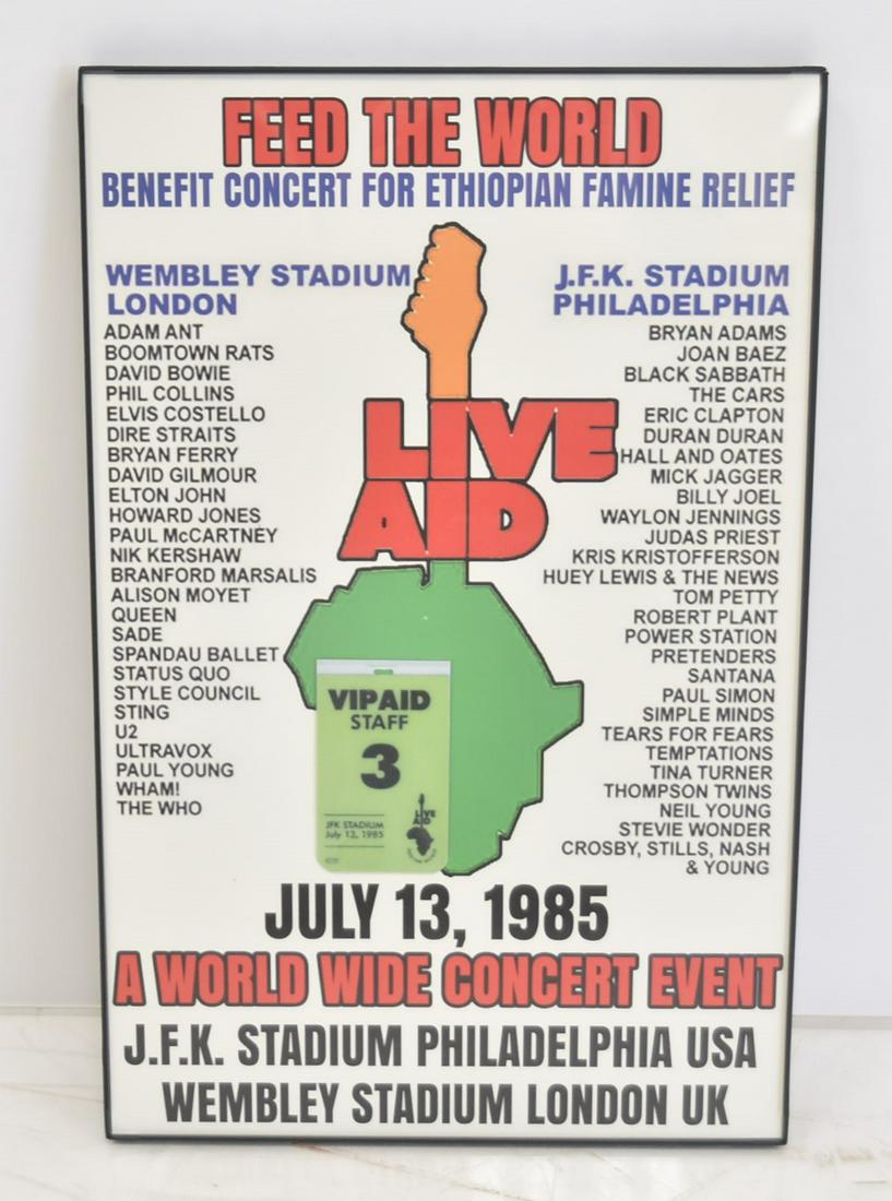 LIVE AID AT JFK STADIUM CONCERT POSTER & PASS (1 of 11)
