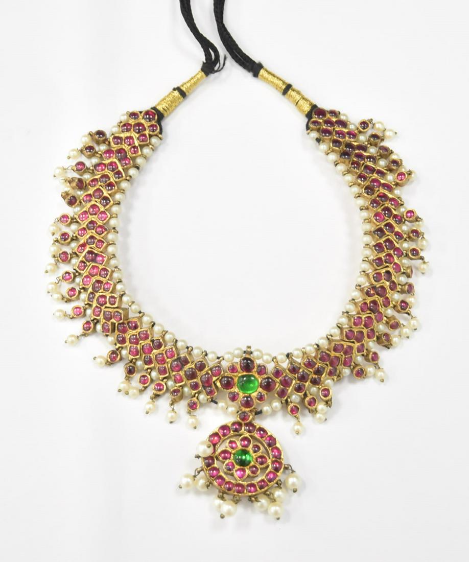 INDIAN RUBY & SEED PEARL NECKLACE (1 of 11)
