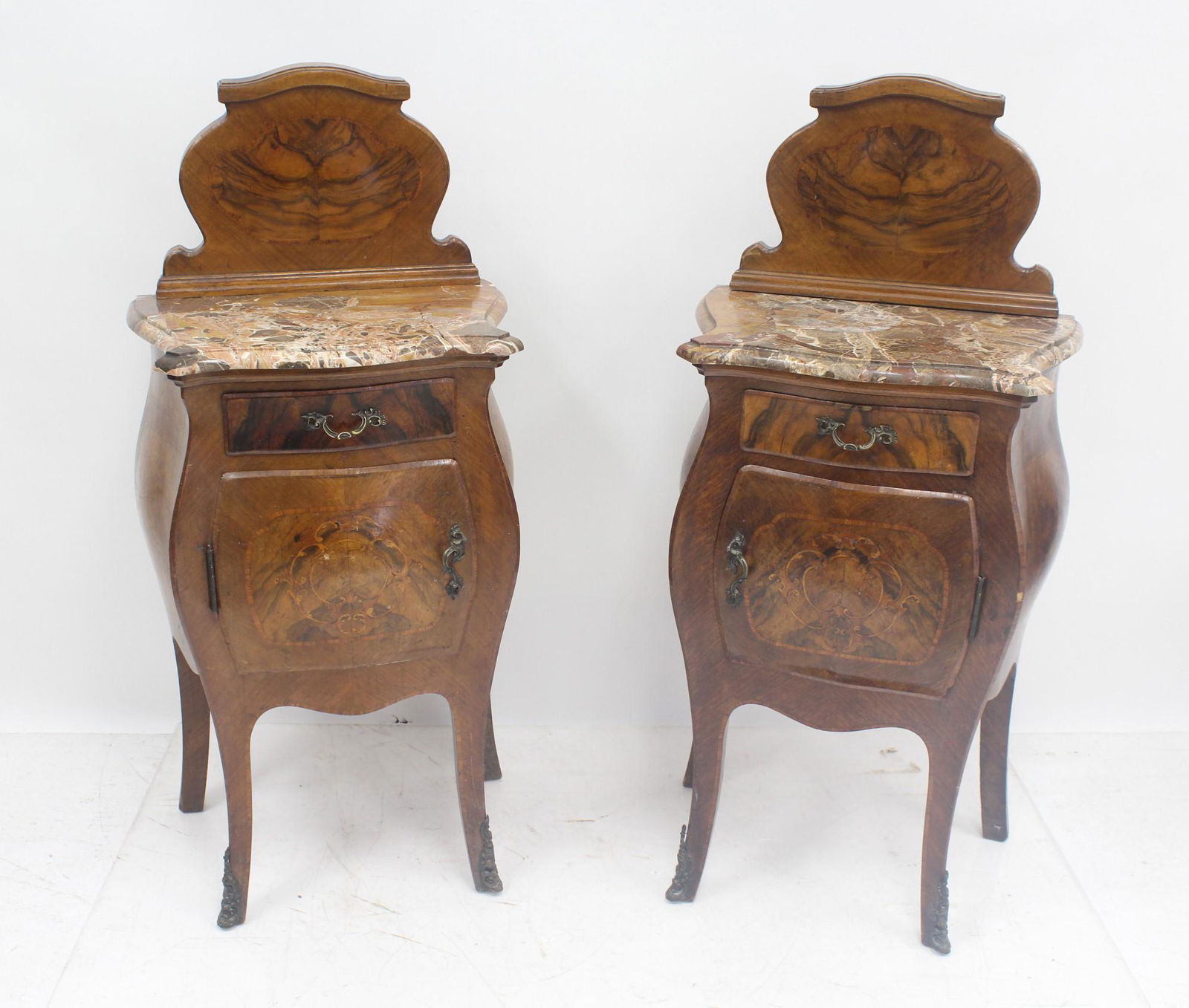 (Pr) FRENCH INLAID WALNUT NIGHT STANDS (1 of 10)