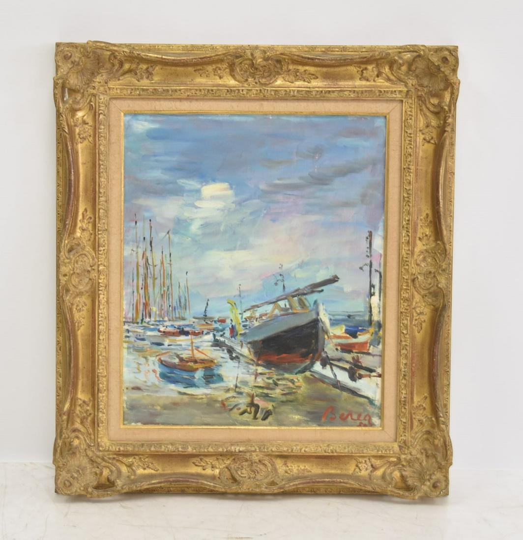 DIMITRI BEREA , OIL ON CANVAS BOATS AT HARBOR (1 of 20)