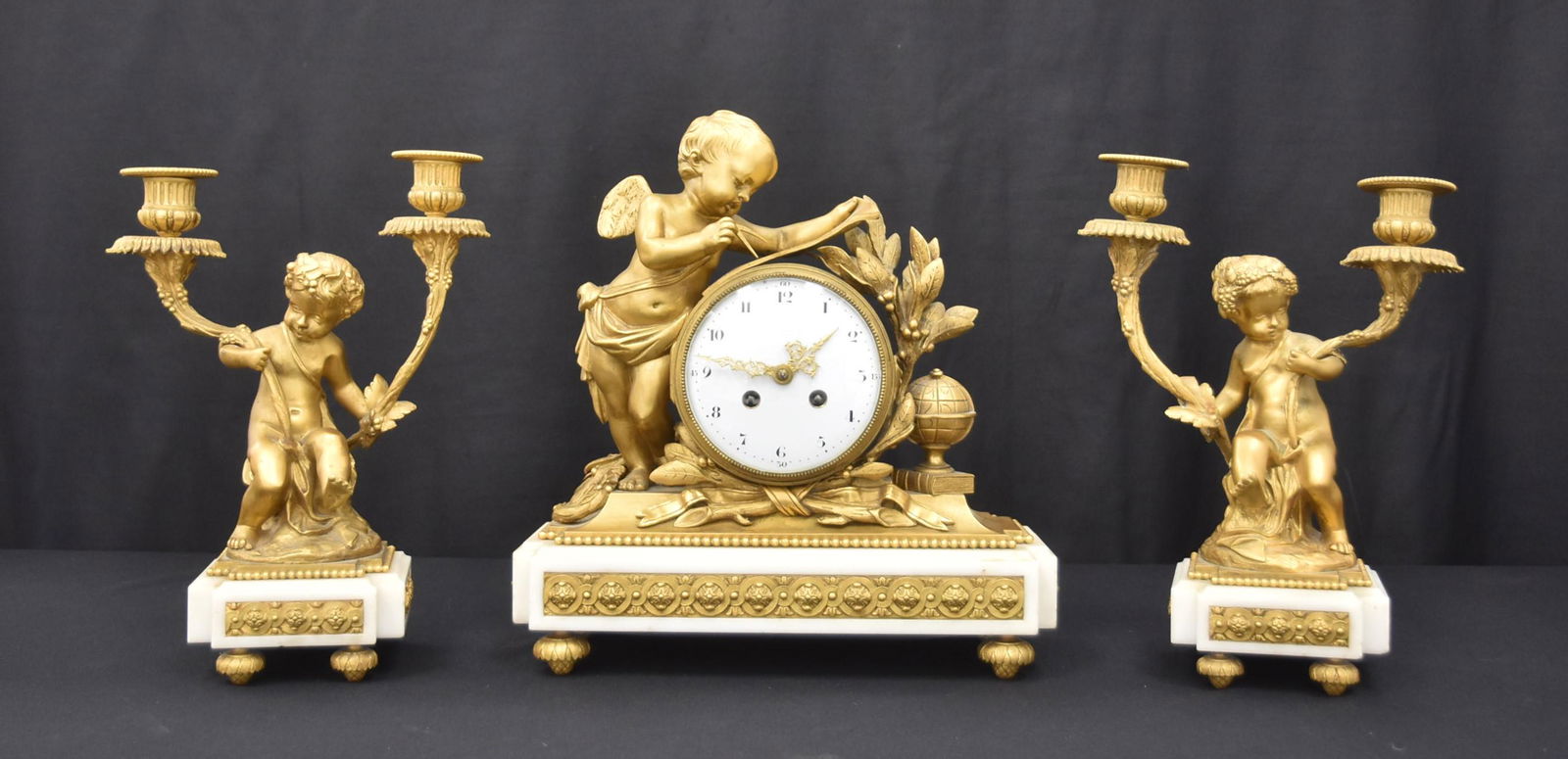 (3)pc J.E. CALDWELL MARBLE & BRONZE CLOCK SET (1 of 18)