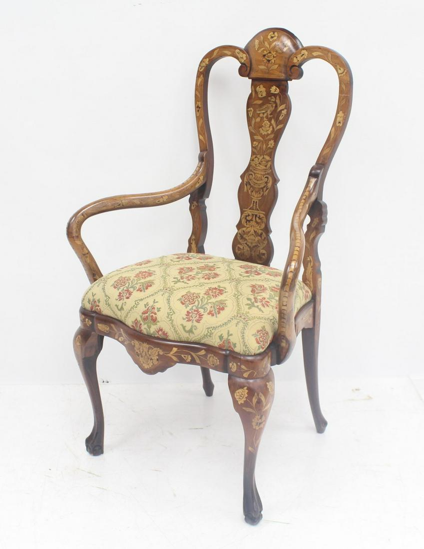 DUTCH MARQUETRY INLAID ARM CHAIR WITH (1 of 8)
