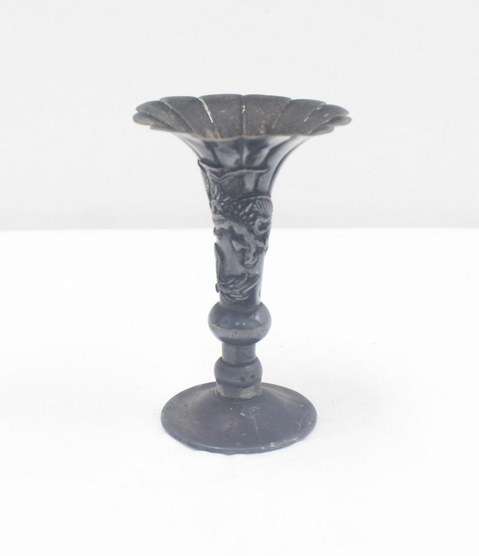 JAPANESE EXPORT SILVER VASE WITH RAISED DRAGONS (1 of 10)
