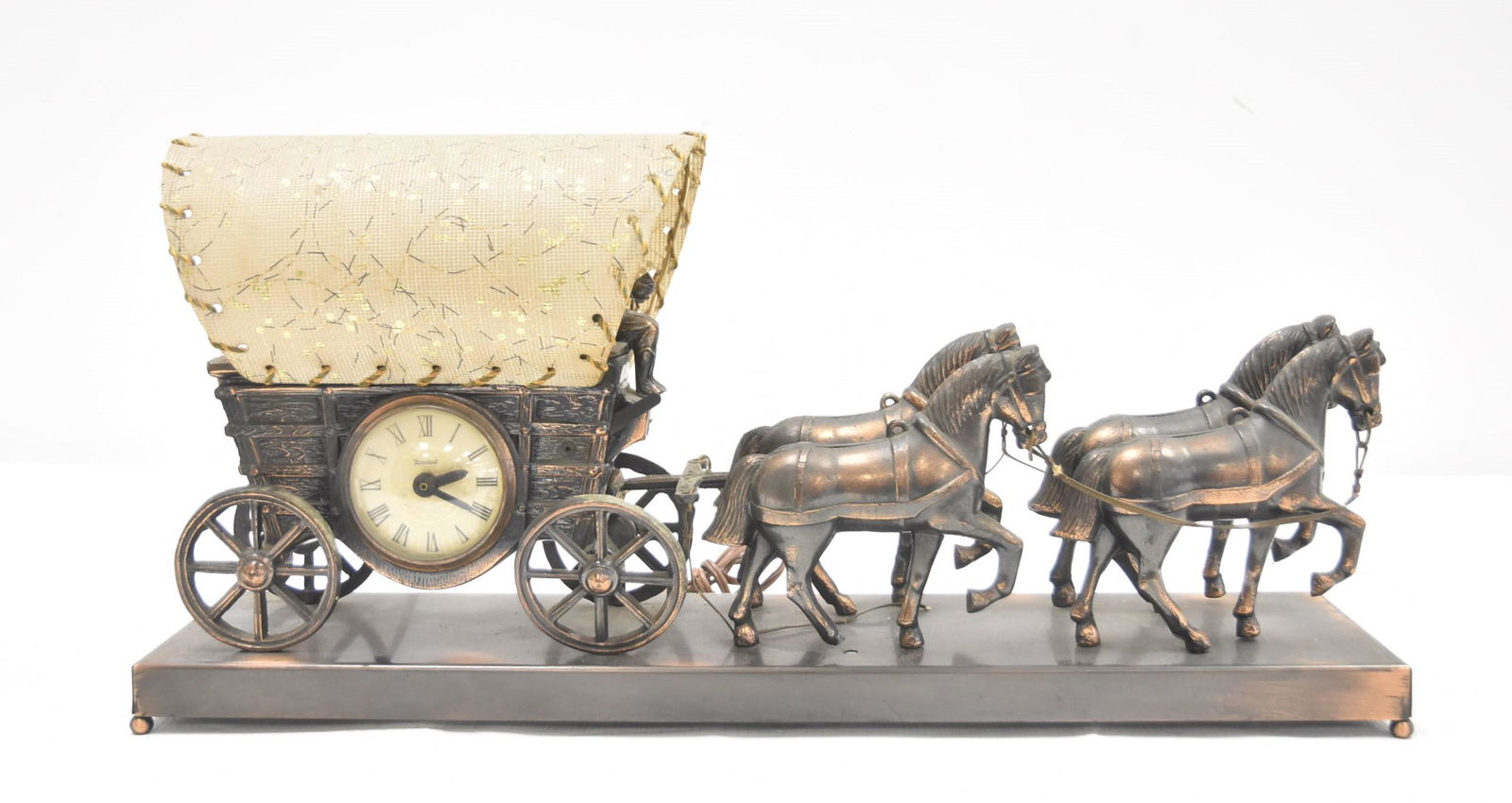 VINTAGE UNITED CLOCK Co. HORSE & WAGON CLOCK (1 of 8)