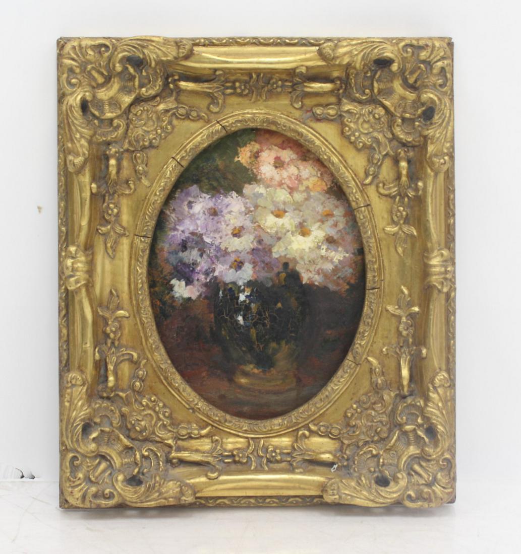 OIL ON CANVAS ZINNIA STUDY FLORAL STILL LIFE (1 of 10)