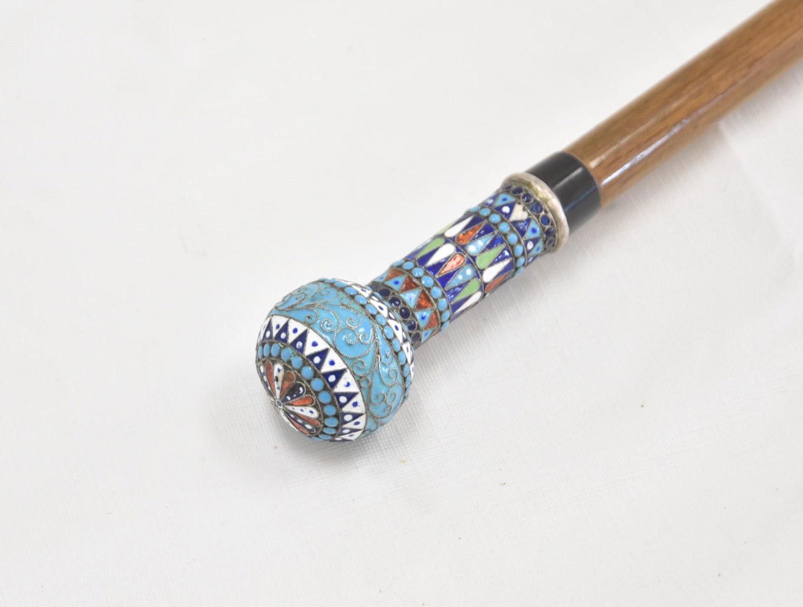 RUSSIAN SILVER & ENAMEL CANE WALKING STICK (1 of 11)