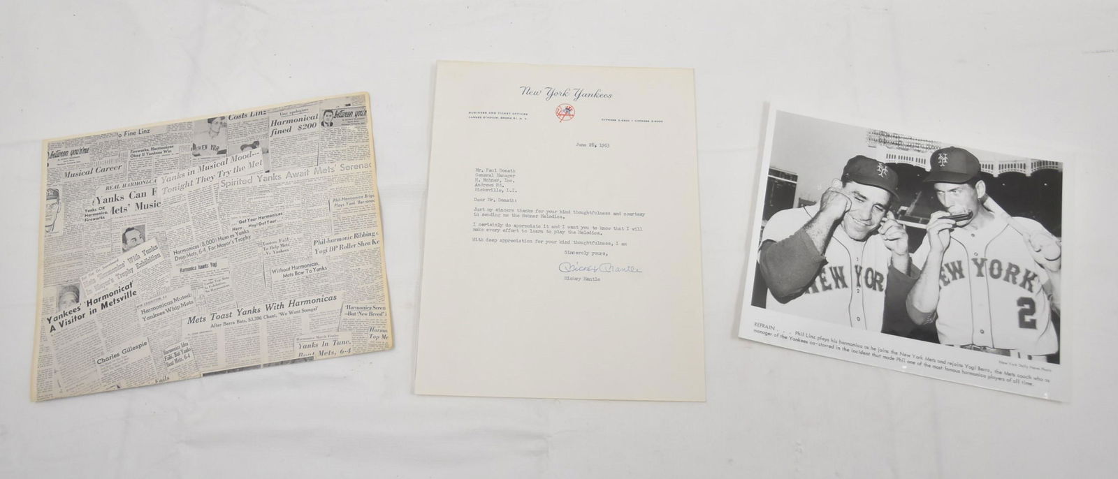 MICKEY MANTLE AUTOGRAPHED YANKEES LETTER (1 of 20)