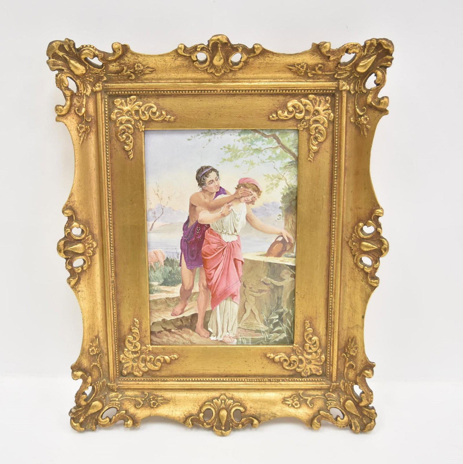 LARGE HAND PAINTED PORCELAIN PLAQUE (1 of 11)