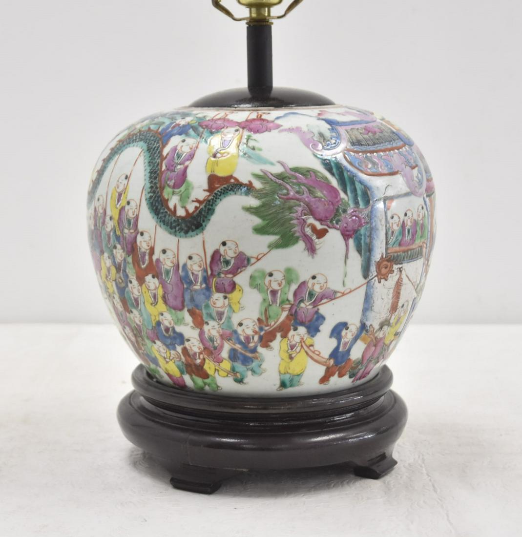 ANTIQUE CHINESE PORCELAIN GINGER JAR LAMP 100 BOYS PATTERN (1 of 13)