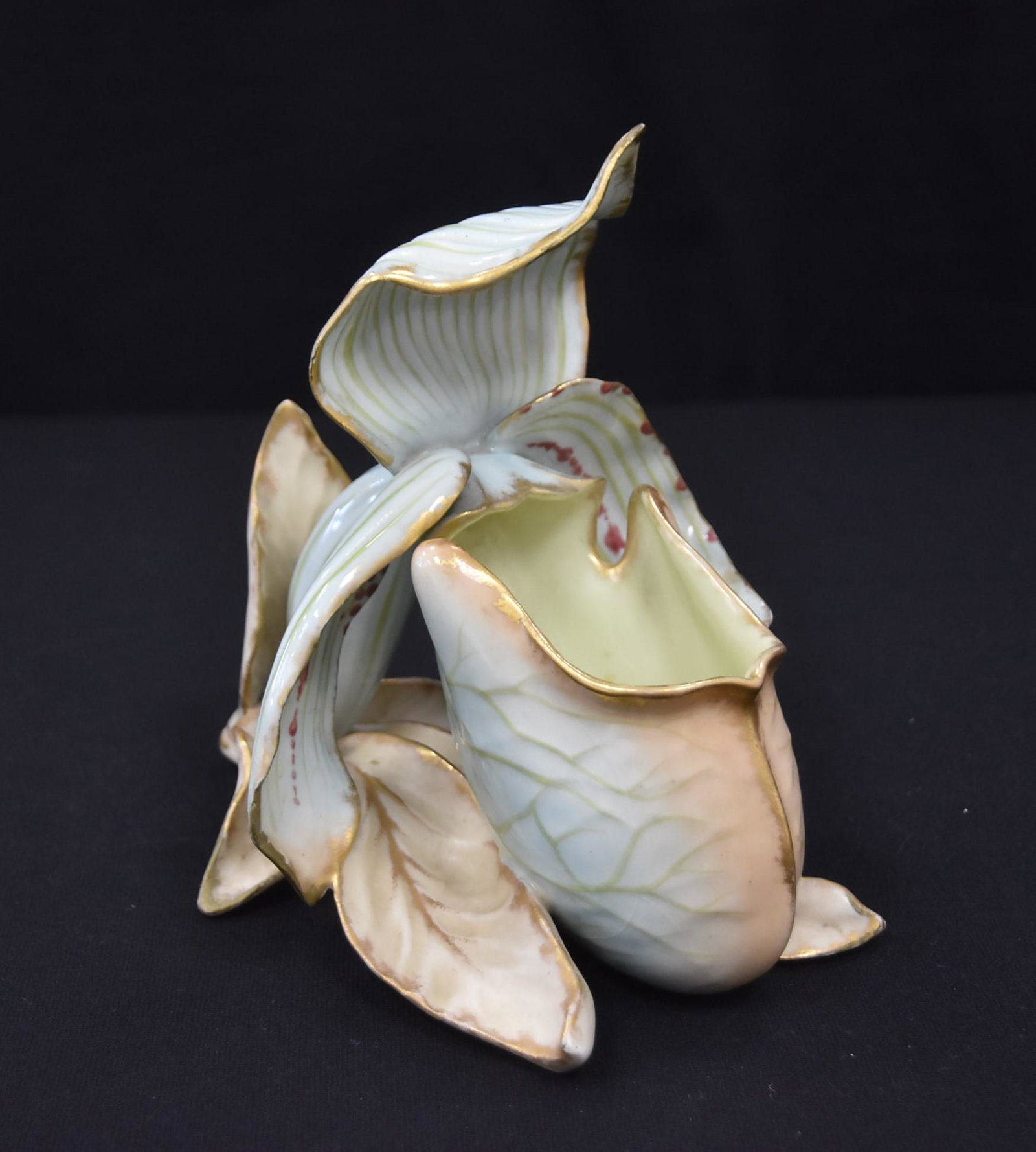 AUSTRIAN PORCELAIN ORCHID FORM VASE (1 of 12)