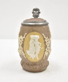 METTLACH STEIN WITH FIGURAL MEDALLIONS (1 of 11)