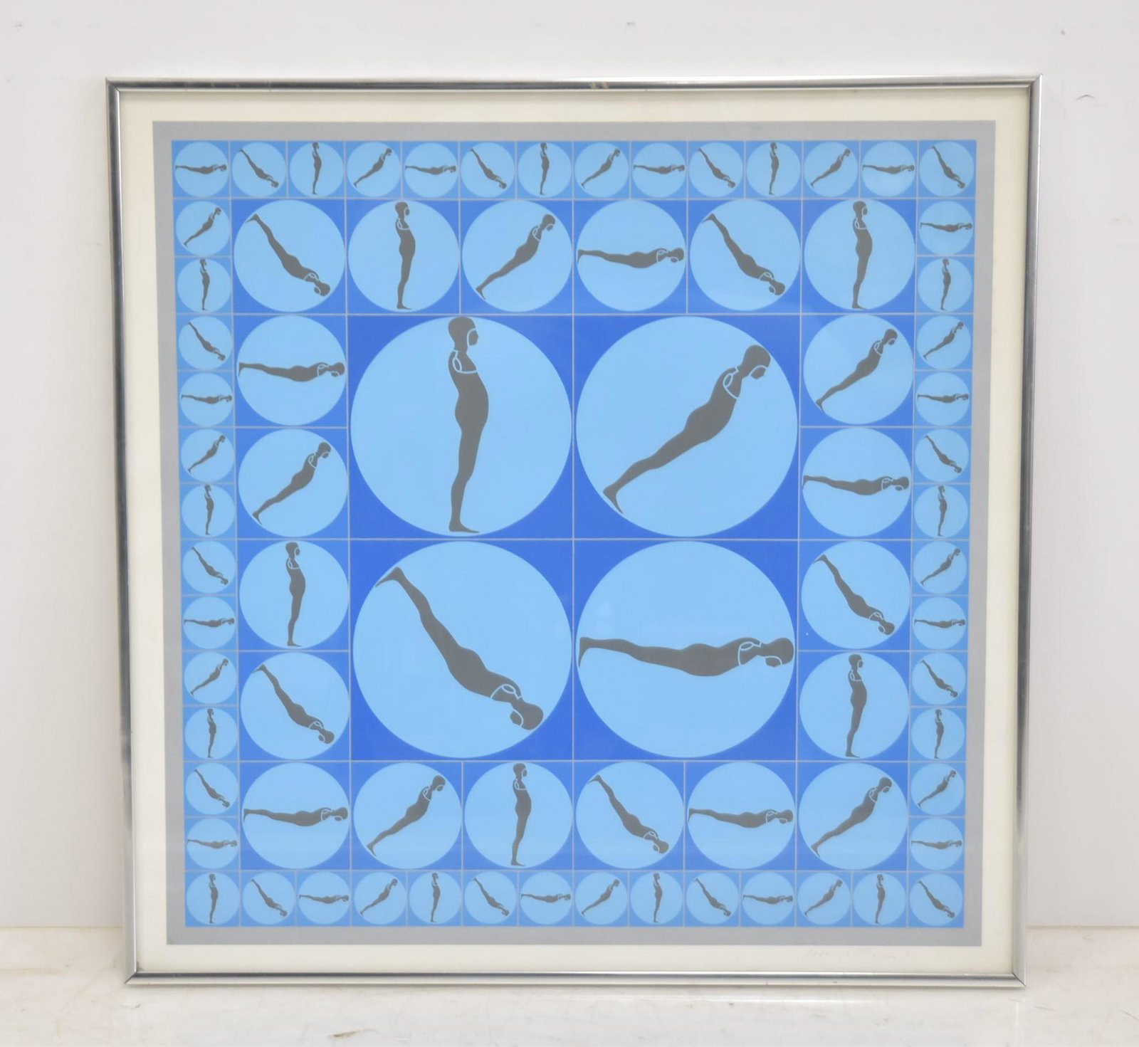 ERNEST TROVA , FALLING MAN SILKSCREEN: ERNEST TROVA (AMERICAN, 1927-2009) SILKSCREEN PRINT "FALLING MAN" , HAND SIGNED & NUMBERED 100/150 ; WITH LABEL INVERSO - 22" x 22" ; 24 1/2" x 24 1/2"