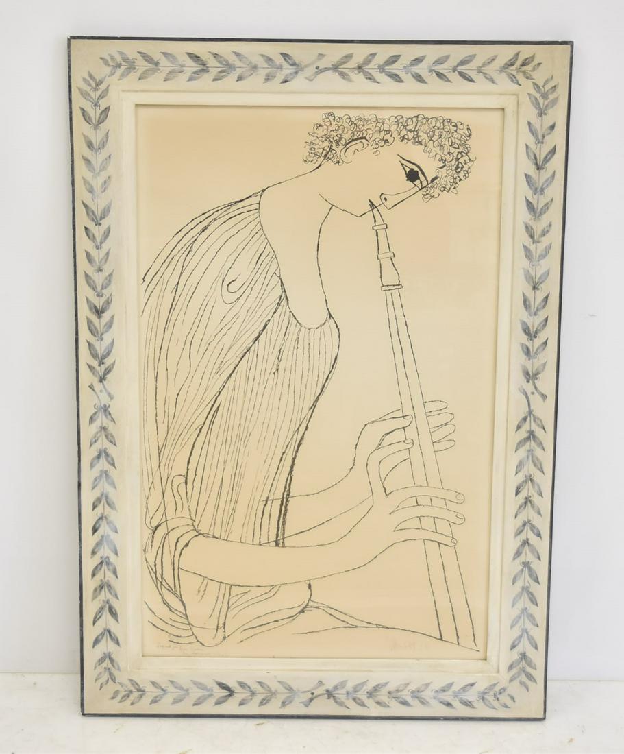 BEN SHAHN LITHOGRAPH OF BOY PLAYING OBOE (1 of 14)