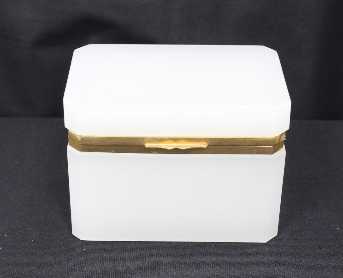 ANTIQUE BRONZE MOUNTED OPALINE BOX (1 of 12)