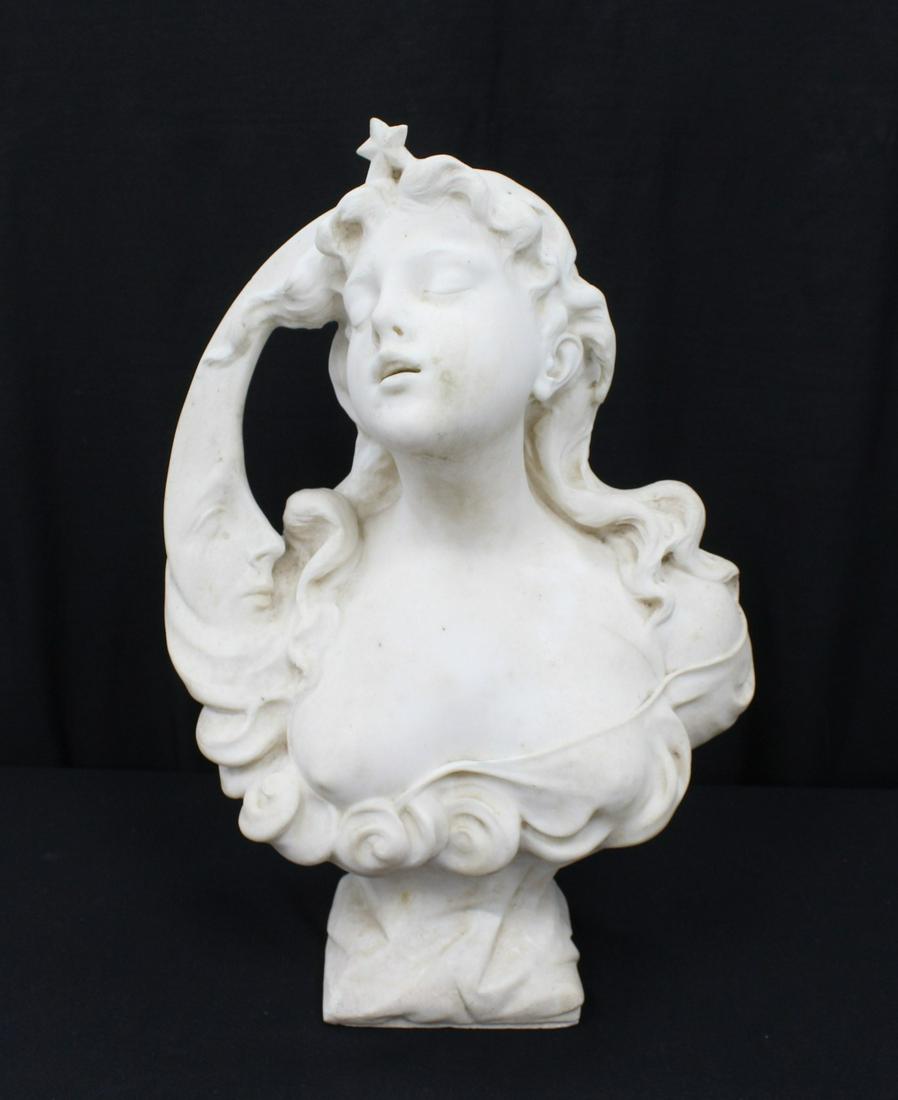 CARVED MARBLE WOMAN DREAMING WITH MOON (1 of 13)