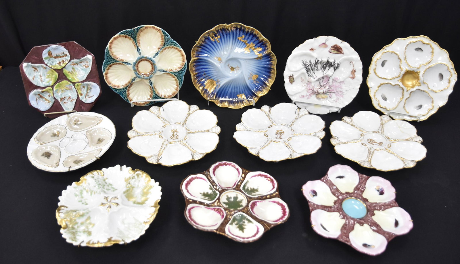(12) ANTIQUE HAND PAINTED OYSTER PLATES (1 of 18)