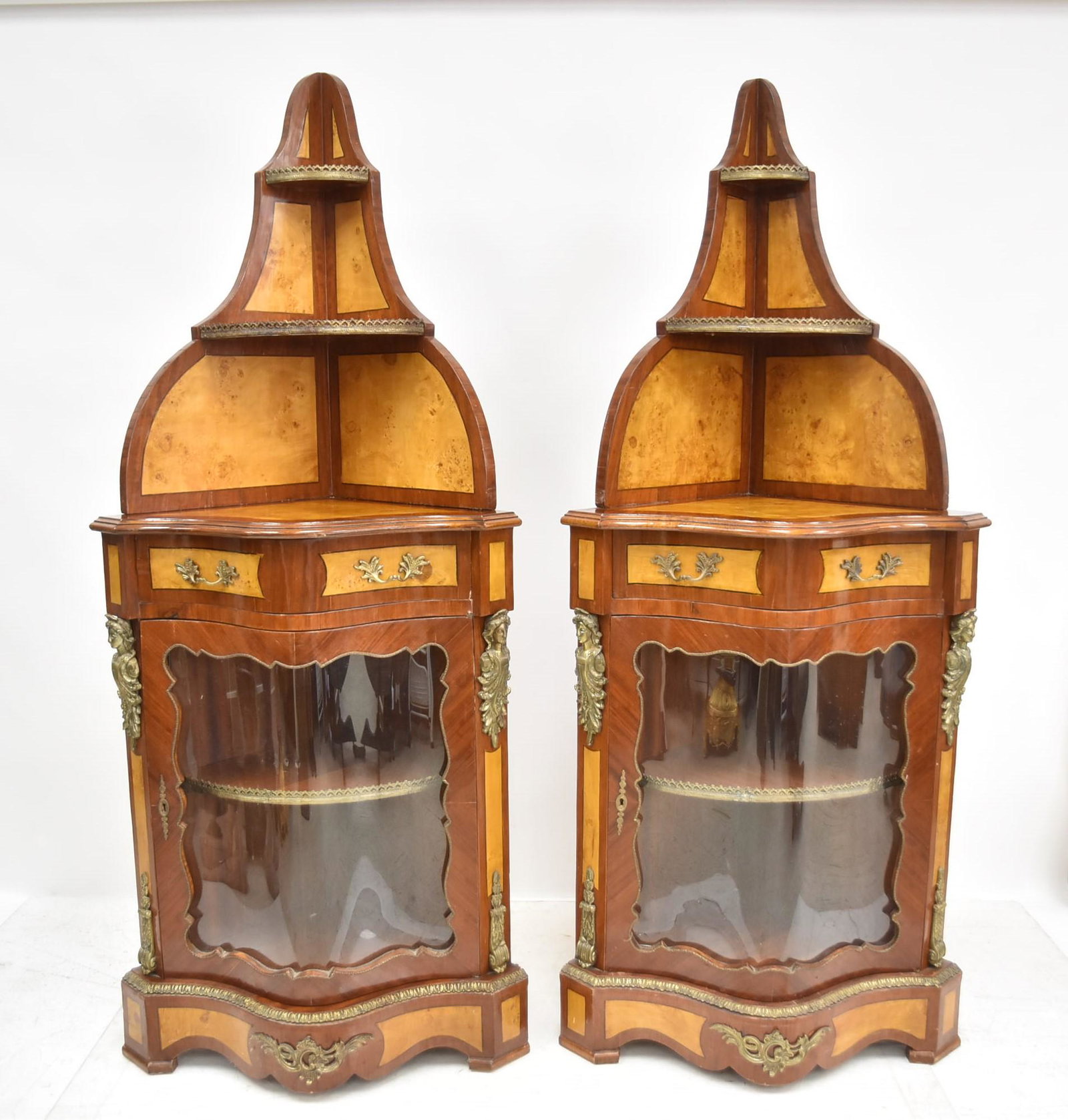 (Pr) INLAID BRONZE MOUNTED CORNER CABINETS (1 of 13)