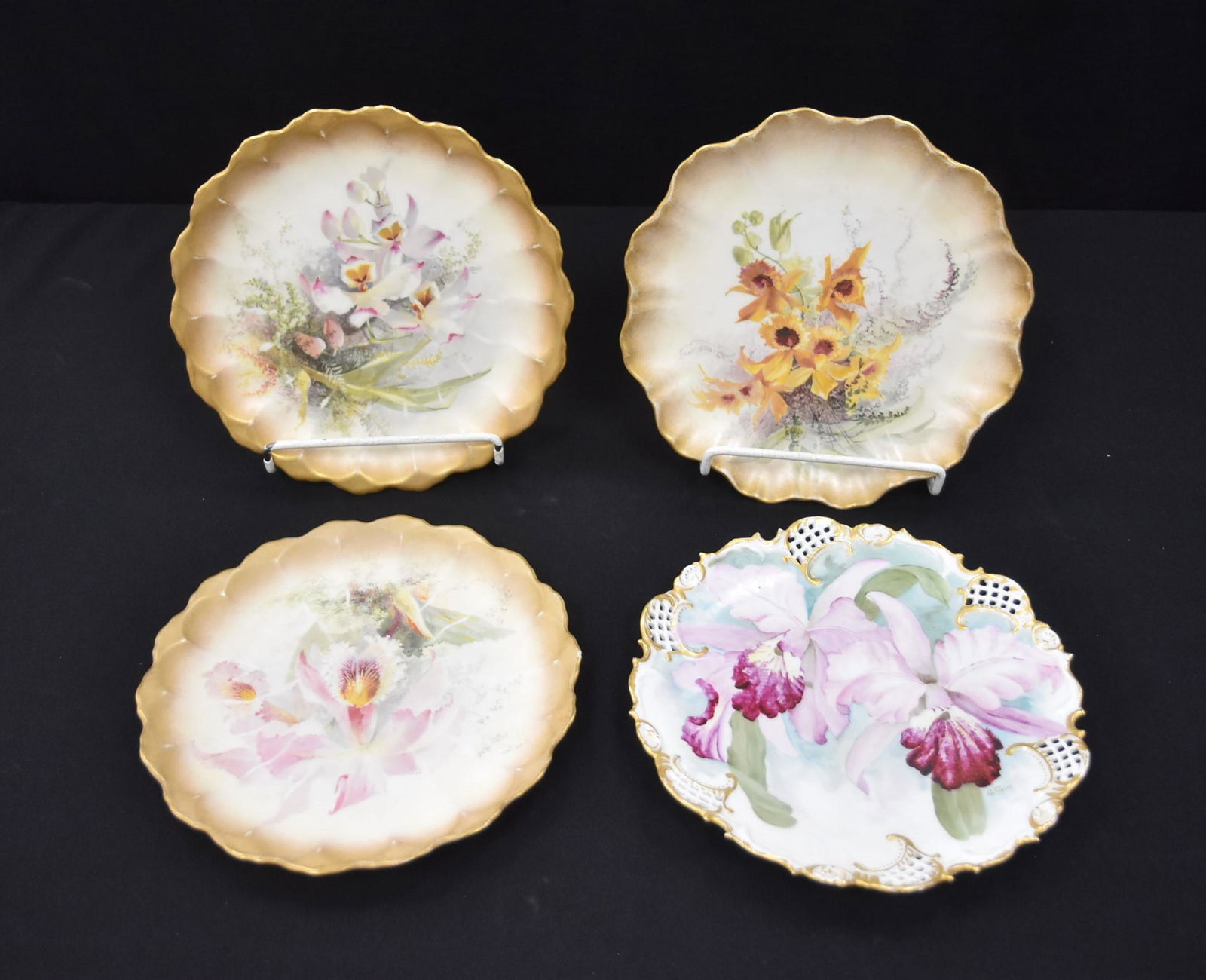 (4) HAND PAINTED PORCELAIN ORCHID PLATES (1 of 20)